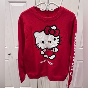 Womens Sanrio Hello Kitty Crewneck Sweatshirt Red Sleeve Print Size 1X